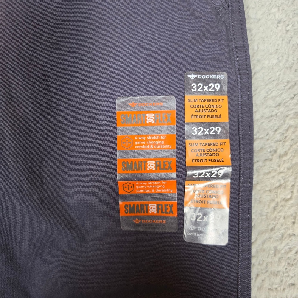 Dockers Smart 360 Flex Chino Pants Mens 32x29 Navy NWT Slim Tapered Fit - Picture 9 of 10